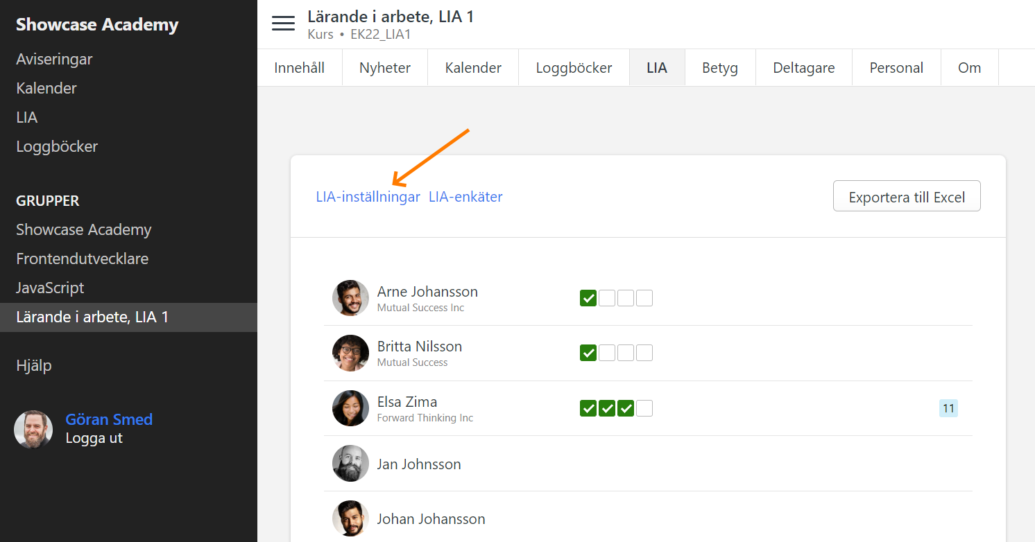 Länk till LIA-inställningar
